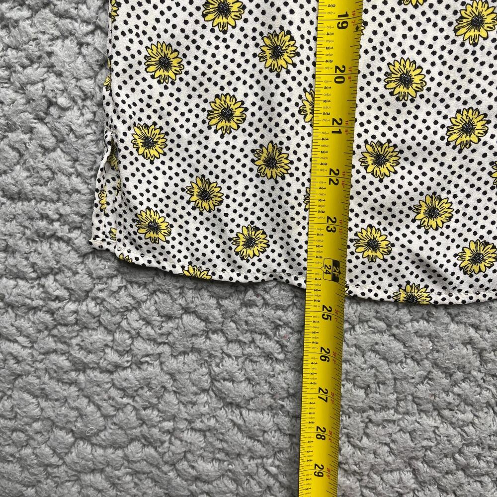 Talbots Top Medium Petite MP Sleeveless Shell Sunflower Print Ruffle Blouse - Picture 5 of 7